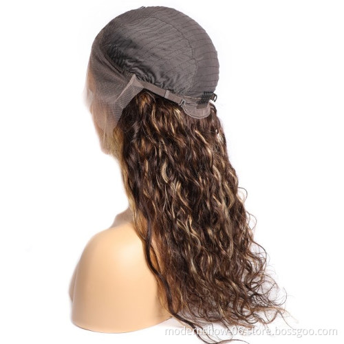 100 Human Hair Wigs,Virgin Water Wave Lace Front Wig With Baby Hair